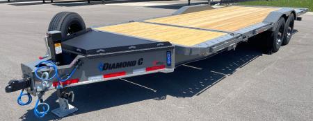 New Diamond C 22' HXD-210 Gravity Tilt Equipment Trailer 102" Wide: 23,000 GVWR, Drive Over Fenders, Spare