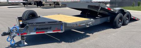 New Diamond C 22' HXD-210 Gravity Tilt Equipment Trailer 102" Wide: 23,000 GVWR, Drive Over Fenders, Spare