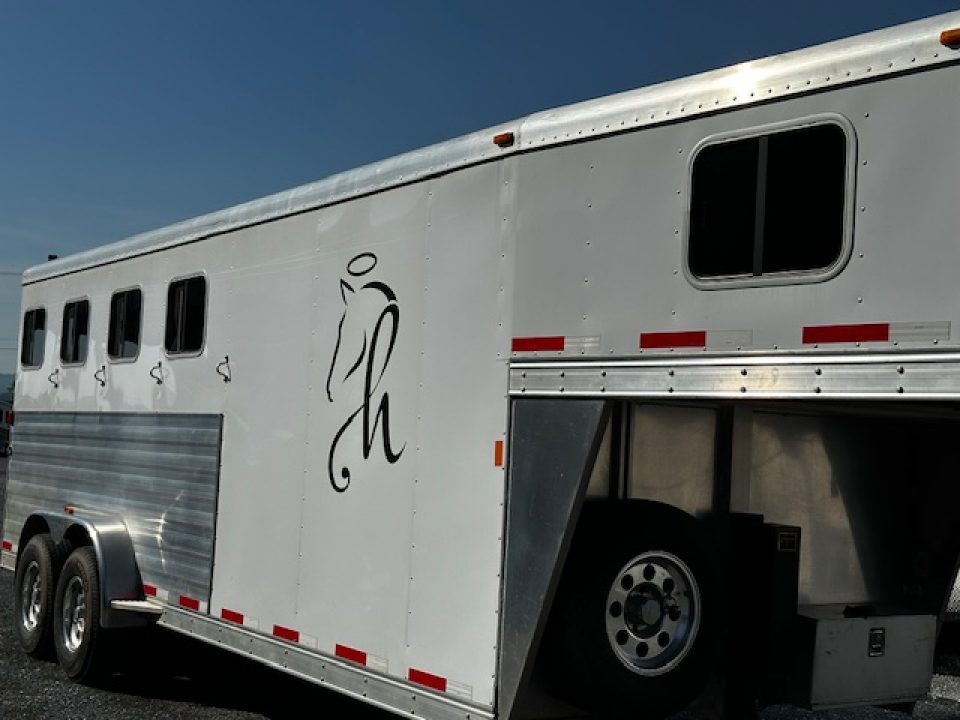 Used 2014 Exiss Trailers 7400 GN 4-H Slant Horse Trailer