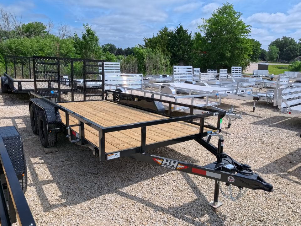 New 2026 H&H Trailers 82 x 14 Rail Side Utility Trailer with 7K GVWR , Tandem Axles, 4 Ft. Tall Ladder Style Gate w/Spring Assist