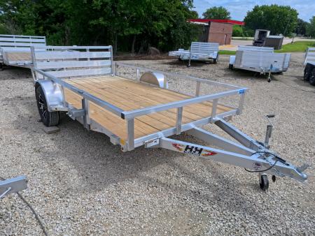 New 2026 H&H Trailers 76 x 12 Aluminum Rail Side Utility Trailer with 3K Idler and Spare Tire Mount