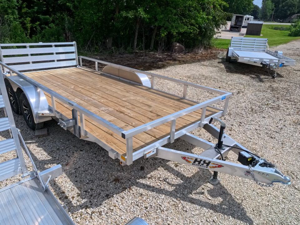 New 2026 H&H Trailers 82 x 16 Aluminum Rail Side Utility Trailer with 7K GVWR, Tandem Axles and Spare Tire Mount