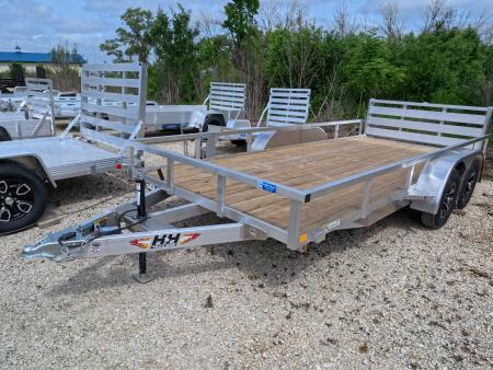 New 2026 H&H Trailers 82 x 16 Aluminum Rail Side Utility Trailer with 7K GVWR, Tandem Axles and Spare Tire Mount