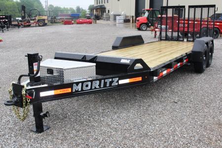 New 2026 Moritz ELBH 7' x 20' Low Pro - Split Mesh Ramps - Equipment Trailer - 14000# GVW