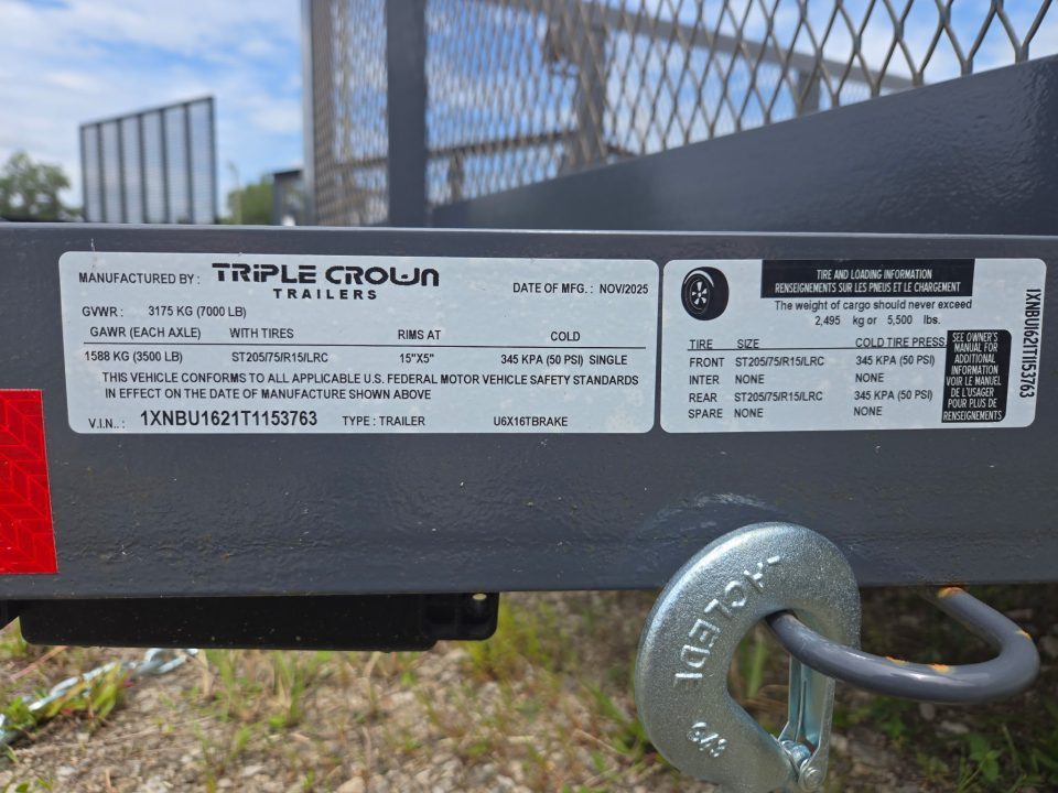 New 2026 6X16 Triple Crown Utility Trailer
