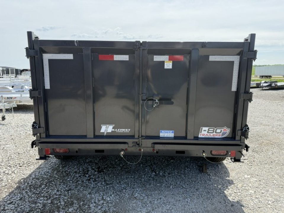 New 2026 Hillcrest Charcoal 7'x16' 21k Triple Axle Gooseneck 40" Side Dump Trailer