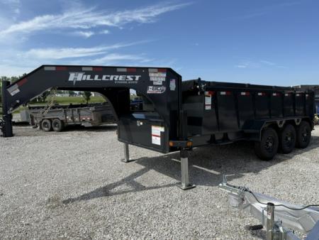New 2026 Hillcrest Charcoal 7'x16' 21k Triple Axle Gooseneck 40" Side Dump Trailer