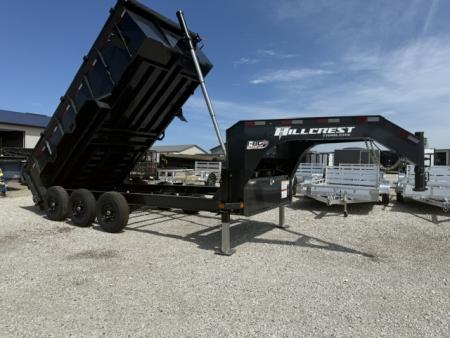 New 2026 Hillcrest Charcoal 7'x16' 21k Triple Axle Gooseneck 40" Side Dump Trailer