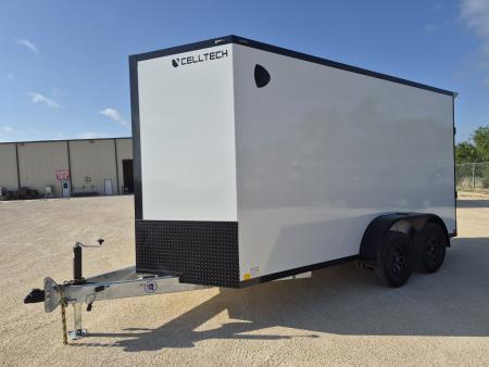 New 2026 Cell-Tech Trailers 7x14 7K White Enclosed Trailer w/ Blackout Pkg