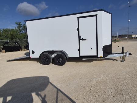 New 2026 Cell-Tech Trailers 7x14 7K White Enclosed Trailer w/ Blackout Pkg