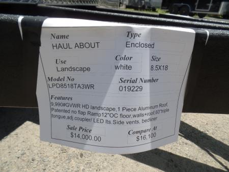 New 2027 Haul About Trailers 8.5X18 Our BEST Landscape Model Cargo / Enclosed Trailer