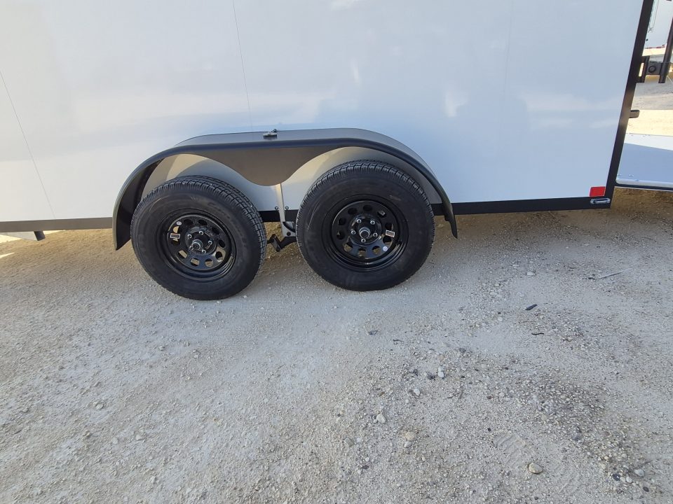New 2026 Cell-Tech Trailers 7x14 7K White Enclosed Trailer w/ Blackout Pkg