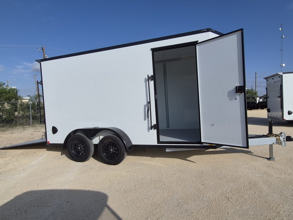 New 2026 Cell-Tech Trailers 7x14 7K White Enclosed Trailer w/ Blackout Pkg
