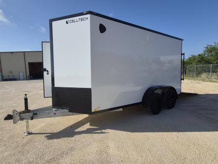 New 2026 Cell-Tech Trailers 7x14 7K White Enclosed Trailer w/ Blackout Pkg