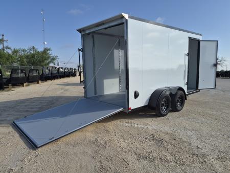 New 2026 Cell-Tech Trailers 7x14 7K White Enclosed Trailer w/ Blackout Pkg