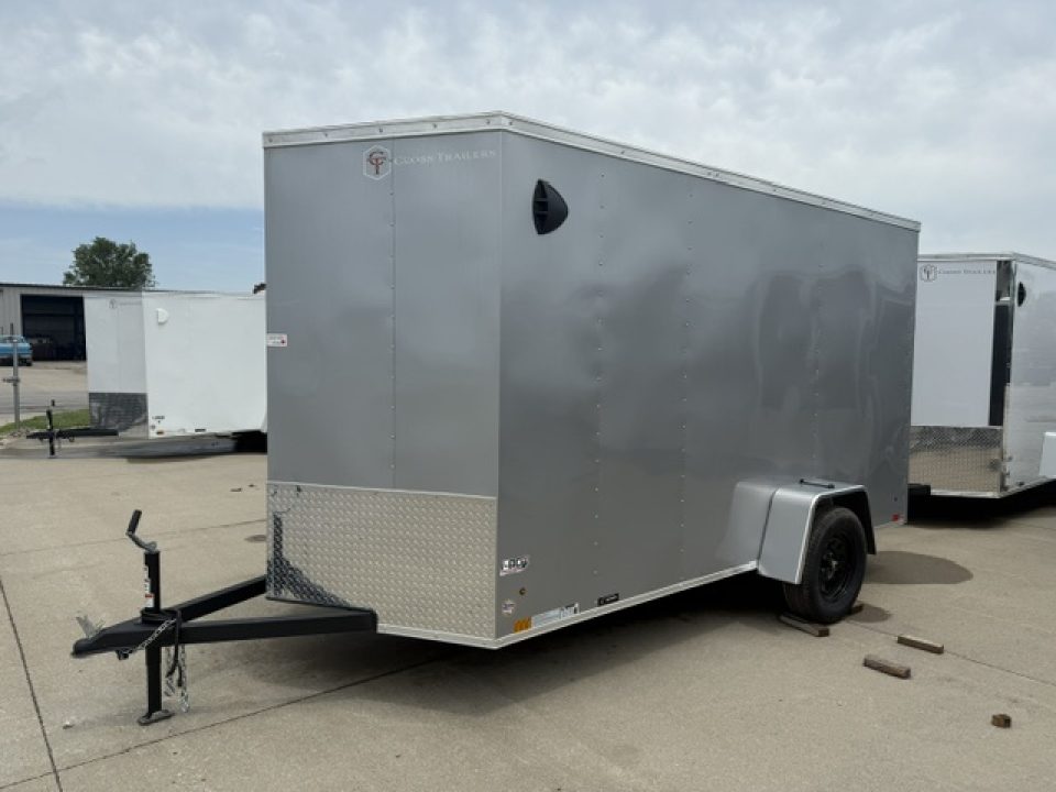 New 2026 Cross Silver 6'x12 3k Beta Flat Top V-Nose Enclosed Cargo Trailer