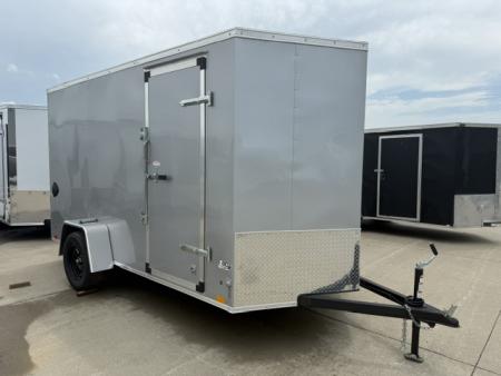New 2026 Cross Silver 6'x12 3k Beta Flat Top V-Nose Enclosed Cargo Trailer