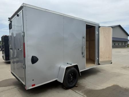 New 2026 Cross Silver 6'x12 3k Beta Flat Top V-Nose Enclosed Cargo Trailer