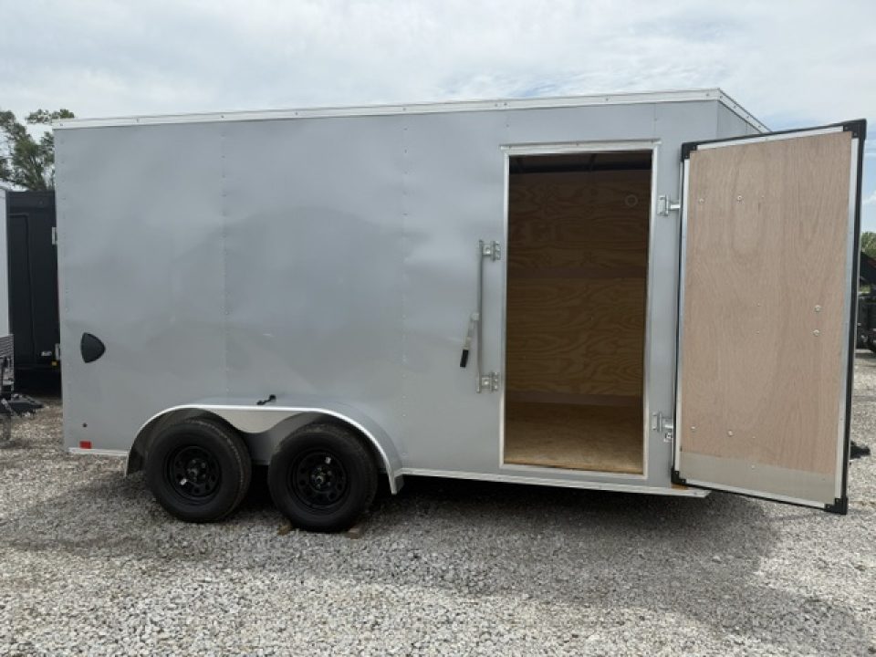 New 2026 Cross Silver 7'x14' 7k Beta Flat Top V-Nose Enclosed Cargo Trailer
