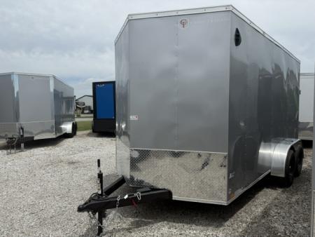 New 2026 Cross Silver 7'x14' 7k Beta Flat Top V-Nose Enclosed Cargo Trailer