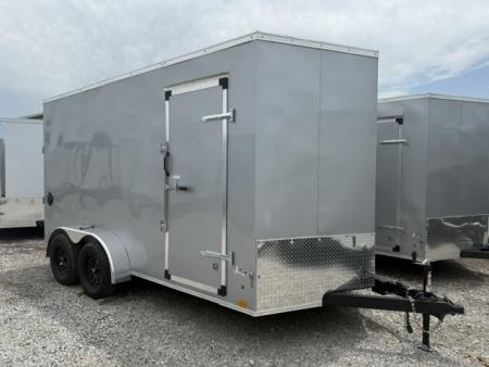 New 2026 Cross Silver 7'x14' 7k Beta Flat Top V-Nose Enclosed Cargo Trailer