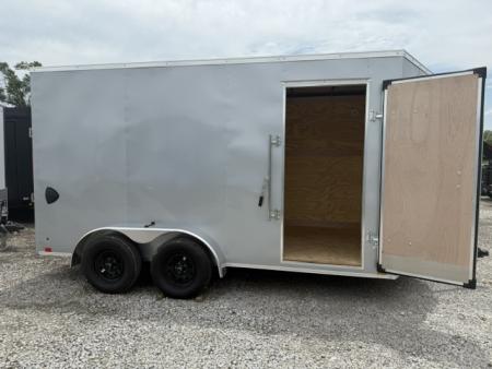 New 2026 Cross Silver 7'x14' 7k Beta Flat Top V-Nose Enclosed Cargo Trailer