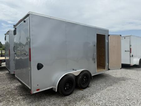 New 2026 Cross Silver 7'x14' 7k Beta Flat Top V-Nose Enclosed Cargo Trailer
