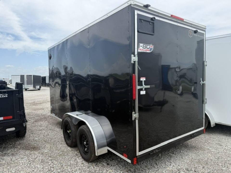 New 2026 Cross Charcoal 7'x16' 7k Beta Flat Top V-Nose Enclosed Cargo Trailer