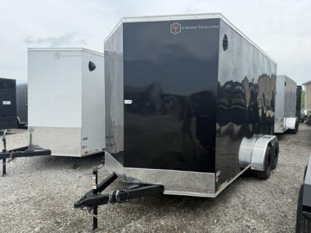 New 2026 Cross Charcoal 7'x16' 7k Beta Flat Top V-Nose Enclosed Cargo Trailer