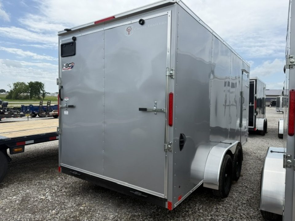 New 2026 Cross Silver 7'x16' 7k Beta Flat Top V-Nose Enclosed Cargo Trailer