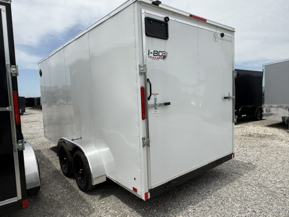 New 2026 Cross White 7'x16' 7k Beta Flat Top V-Nose Enclosed Cargo Trailer