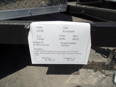 New 2027 Look Trailers White with Double Rear Doors 6X12 Element Model Cargo / Enclosed Trailer