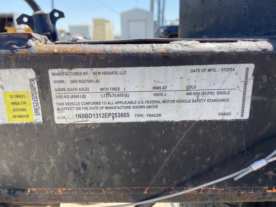 Used 2014 EQUIPTER DUMP TRAILER