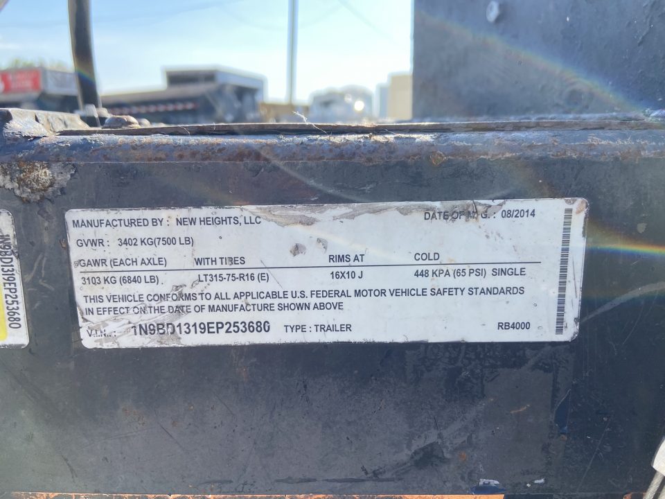 Used 2014 EQUIPTER DUMP TRAILER