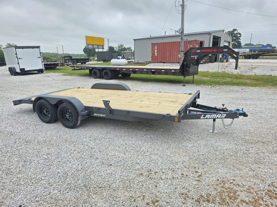 New 2026 Lamar 83X18 TANDEM 7K CAR HAULER W/2' STEEL DOVE & SLIDE OUT RAMPS