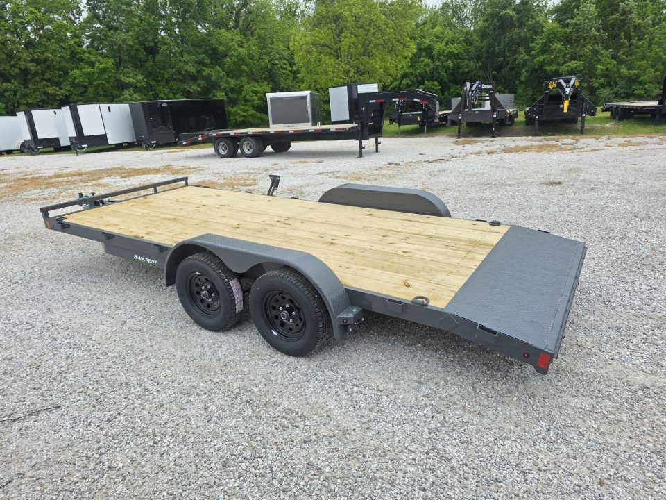 New 2026 Lamar 83X18 TANDEM 7K CAR HAULER W/2' STEEL DOVE & SLIDE OUT RAMPS