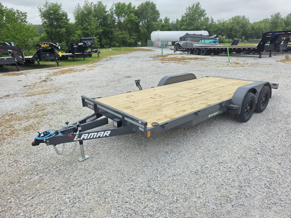New 2026 Lamar 83X18 TANDEM 7K CAR HAULER W/2' STEEL DOVE & SLIDE OUT RAMPS