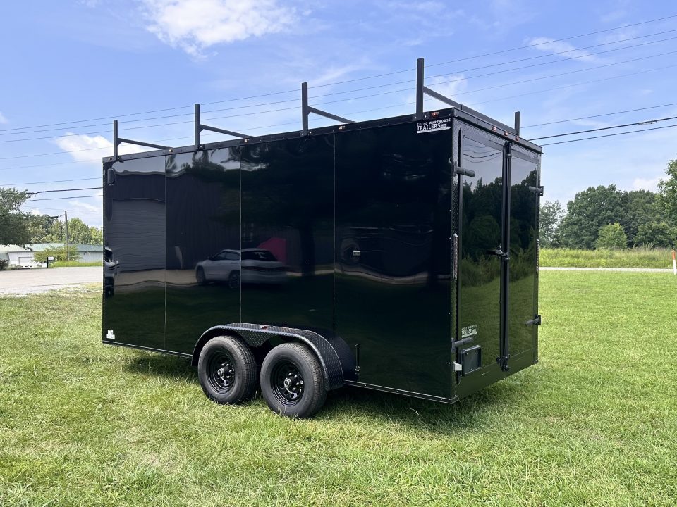 New 2026 Luxe 7x16 Enclosed Trailer- 5200LB Tandem Axle-ROOF RACKS-DOUBLE DOORS-Black Poly-Blackout