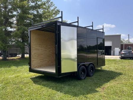 New 2026 Luxe 7x16 Enclosed Trailer- 5200LB Tandem Axle-ROOF RACKS-DOUBLE DOORS-Black Poly-Blackout