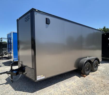 New 2026 Family Trailer 7x16 Tandem Axles Cargo / Enclosed Trailer- Screwless Exterior-Blackout Pkg- Rear Spoiler-HD Axles
