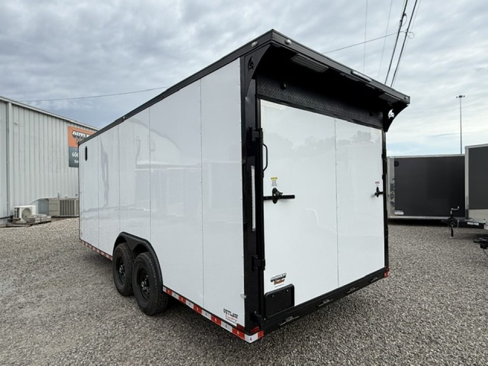 New Spartan 8.5x20 12k White Black-Out W/ Flat Front, Rear Wing, Integrated Ramp Flap, and Rubber Coin Floor