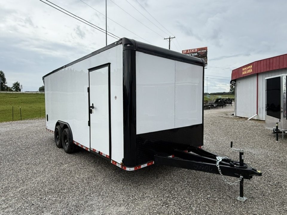New Spartan 8.5x20 12k White Black-Out W/ Flat Front, Rear Wing, Integrated Ramp Flap, and Rubber Coin Floor