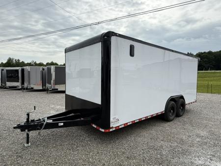 New Spartan 8.5x20 12k White Black-Out W/ Flat Front, Rear Wing, Integrated Ramp Flap, and Rubber Coin Floor