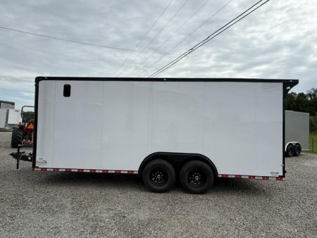 New Spartan 8.5x20 12k White Black-Out W/ Flat Front, Rear Wing, Integrated Ramp Flap, and Rubber Coin Floor