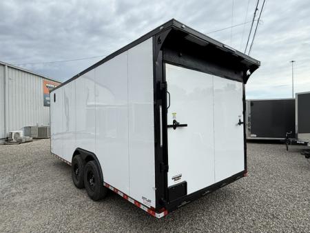 New Spartan 8.5x20 12k White Black-Out W/ Flat Front, Rear Wing, Integrated Ramp Flap, and Rubber Coin Floor