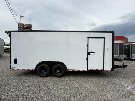 New Spartan 8.5x20 12k White Black-Out W/ Flat Front, Rear Wing, Integrated Ramp Flap, and Rubber Coin Floor