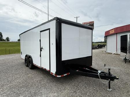 New Spartan 8.5x20 12k White Black-Out W/ Flat Front, Rear Wing, Integrated Ramp Flap, and Rubber Coin Floor
