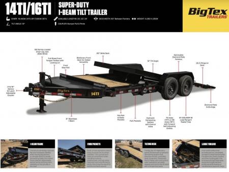 New 2026 Big Tex 14TI Tilt Trailer 20’ LARGE TOOL BOX FORK HOLDERS 15.4K G.V.W.R.