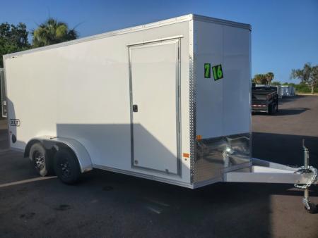 New 2026 ALCOM 7X16 TA EXTENDED TONGUE ALUMINUM Cargo / Enclosed Trailer WITH 6'10  INTERIOR HEIGHT, REAR RAMP DOOR, 1 PIECE ROOF, SCREWLESS EXTERIOR