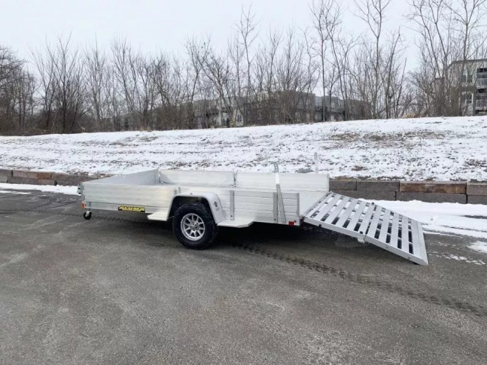New Aluma 81X12 Aluminum ATV Trailer - Side Ramps and Bi-Fold Tailgate!